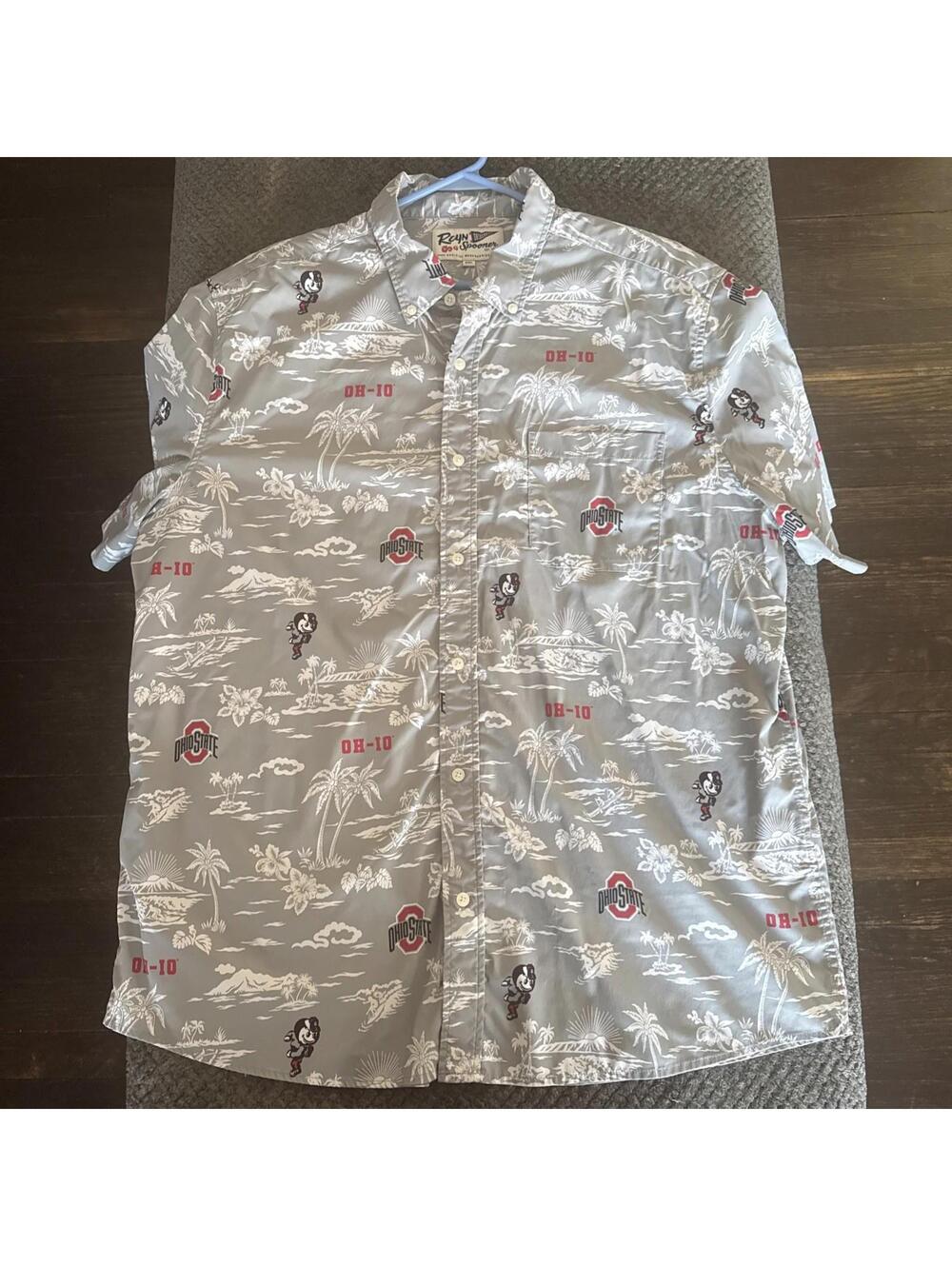 Reyn Spooner Ohio State Buckeyes Shirt Hawaiian Button Up Short Sleeve Mens 2XL